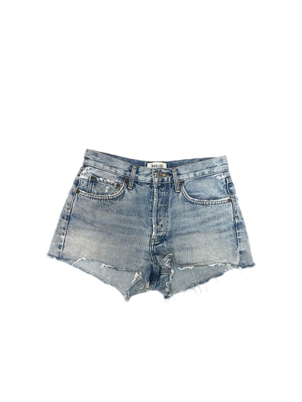 AGolde Parker Button Fly Jean Distressed Shorts